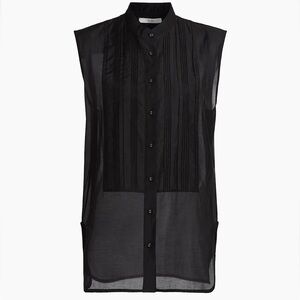 Elizabeth and James Boxy Black Silk Sleeveless Button-Up Blouse Size S